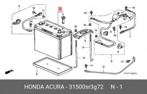 Батарея аккумуляторная 31500SR3G72 HONDA