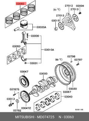 Поршневое кольцо MD074725 MITSUBISHI