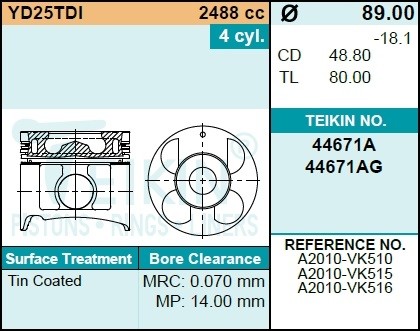 Поршень ДВС 44671AGSTD TEIKIN