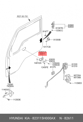 Накладка ручки двери внутренняя 823115H000AX HYUNDAI KIA