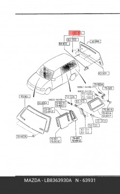 Стекло заднее LB83-63-930A MAZDA