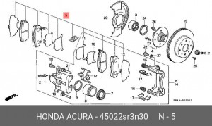 Комплект тормозных колодок, диско 45022SR3N30 HONDA