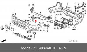 Кронштейн крепления бампера 71140S9A010 HONDA
