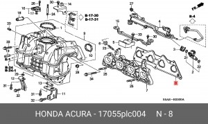Прокладка, впускной коллектор 17055PLC004 HONDA