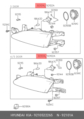 Основная фара 9210522265 HYUNDAI KIA
