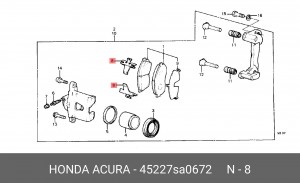 Комплектующие, колодки дискового тормоза 45227SA0672 HONDA