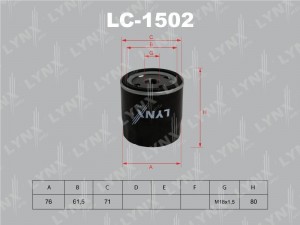 Фильтр масляный двигателя LC-1502 LYNXAUTO