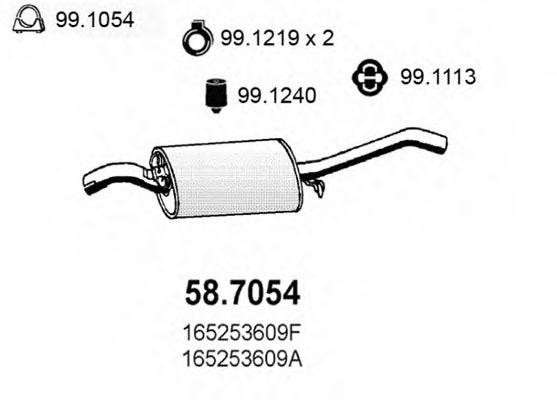 Глушитель выхлопных газов конечный 587054 ASSO