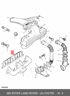 Прокладка, впускной / выпускной коллектор LKJ100790 LAND ROVER