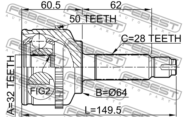 ШРУС 0310-CGA50 FEBEST