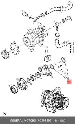 Ремкомплект, генератор 90295507 GENERAL MOTORS