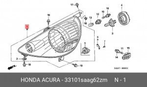 Фара головного света 33101SAAG62ZM HONDA