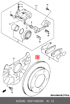 Диск тормозной 5521185C00 SUZUKI