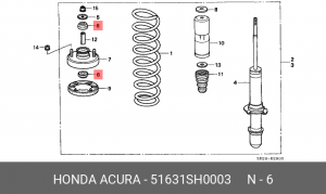 Сайлентблок - втулка амортизатора подвески 51631-SH0-003 HONDA
