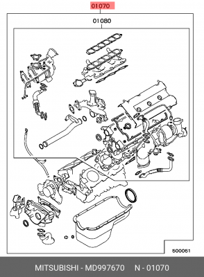 Комплект прокладок, двигатель MD997670 MITSUBISHI