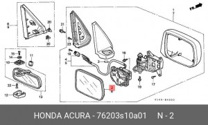 Стекло зеркала заднего вида 76203S10A01 HONDA