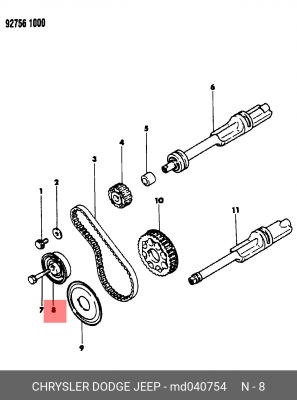 Натяжной ролик, ремень ГРМ MD04 0754 CHRYSLER