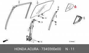 Стекло двери 73455TL0E00 HONDA