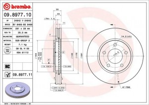 Тормозной диск 09.8977.10 BREMBO