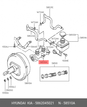 Главный тормозной цилиндр 5862045021 HYUNDAI KIA