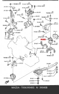 Подушка двигателя T00639040G MAZDA