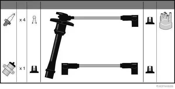 Ккомплект проводов зажигания J5382006 H B JAKOPARTS NIPPARTS