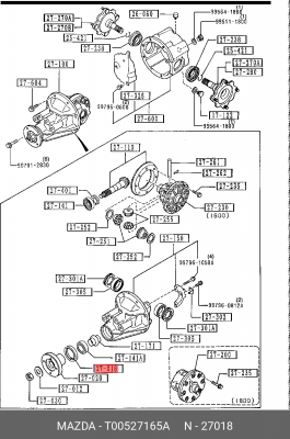 Уплотняющее кольцо, дифференциал T005-27-165A MAZDA