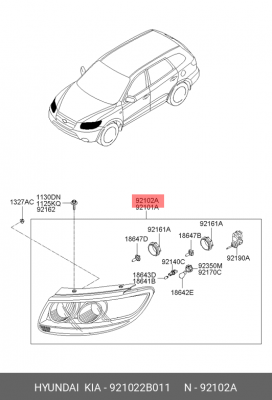 Фара головного света 921022B011 HYUNDAI KIA