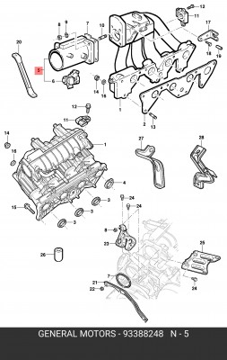 Патрубок дроссельной заслонки 93388248 GENERAL MOTORS