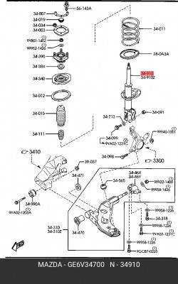 Амортизатор подвески GE6V34700 MAZDA