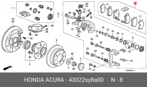 Комплект тормозных колодок, диско 43022SY8A00 HONDA