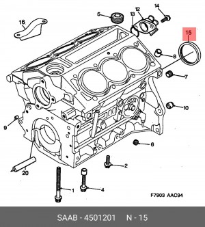 Уплотняющее кольцо, коленчатый вал 4501201 SAAB
