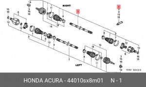 Шарнирный комплект, приводной вал 44010SX8M01 HONDA