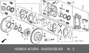 Колодки тормозные дисковые 06450S5BJ00 HONDA