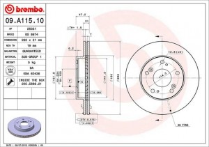 Тормозной диск 09.A115.10 BREMBO