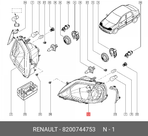 Фара головного света 8200744753 RENAULT