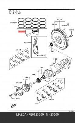 Поршень ДВС FE01-23-200 MAZDA