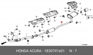 Глушитель - задняя часть системы ОГ 18307TL1E01 HONDA