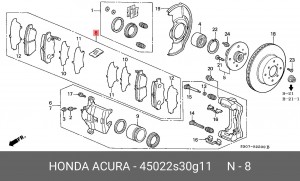Комплект тормозных колодок, диско 45022-S30-G11 HONDA