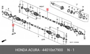 Шарнирный комплект, приводной вал 44010ST7900 HONDA