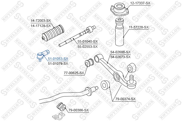 Наконечник рулевой тяги 51-01053-SX STELLOX