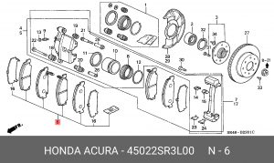 Комплект тормозных колодок, диско 45022SR3L00 HONDA