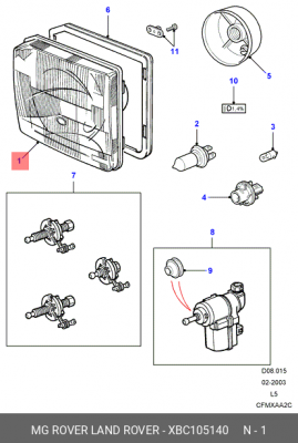 Основная фара XBC105140 LAND ROVER