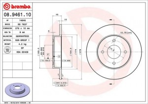 Тормозной диск 08.9461.10 BREMBO