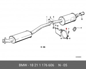 Кронштейн, система выпуска ОГ 18 21 1176606 BMW