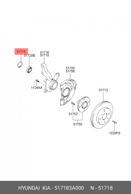 Комплект подшипника ступицы колеса 517183A000 HYUNDAI KIA