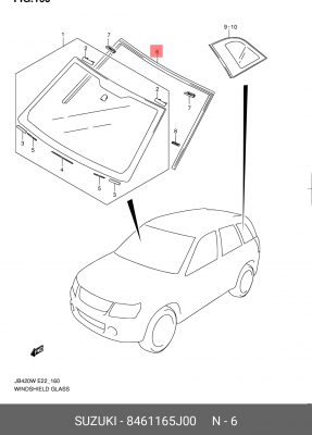 Уплотнитель стекла ветрового 84611-65J00 SUZUKI