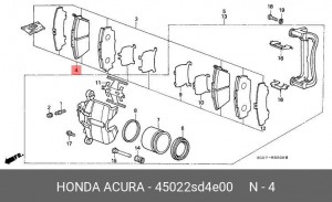 Комплект тормозных колодок, диско 45022SD4E00 HONDA