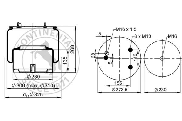 Рессора пневматическая 836MK1 CONTITECH