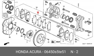 Комплект тормозных колодок, диско 06450S5TE51 HONDA